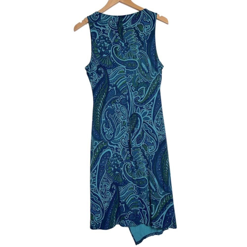 Tommy Bahama Teal Asymmetrical Paisley Dress Resort Medium - Picture 2 of 7